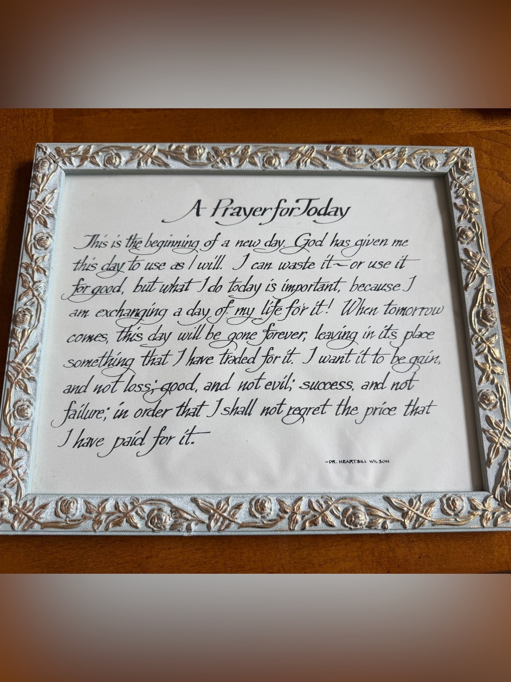 Framed 'A Prayer for Today' Calligraphy Wall Art - Silver/White